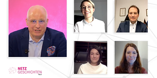Moderator Volker Wieprecht mit Nadine Schön, Elvan Korkmaz-Emre, Dr. Anna Christmann & Manuel Höferlin.